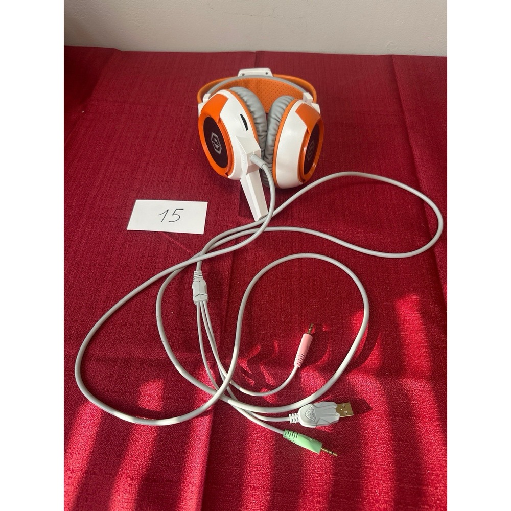 AULA Stereo Gaming Headset Orange White Wired Headphones with Mic 3.5mm USB
